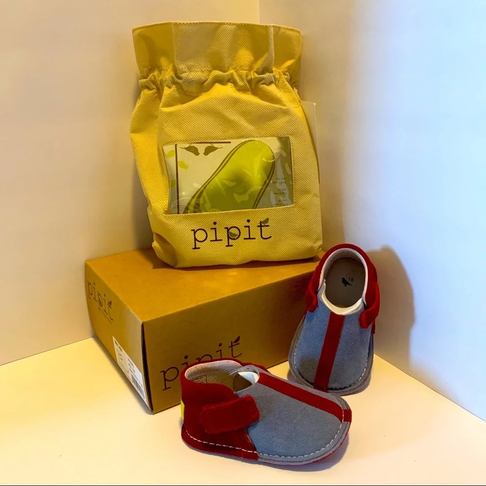 PIPIT $55 Suede Leather Designer Shoes Infant Crib Walking Balance Toddler Shoe